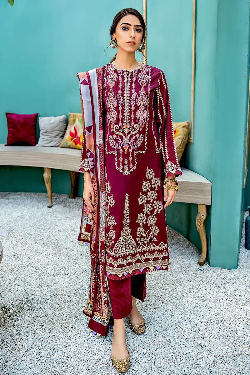 Aabyaan Luxury Lawn Collection 2021 – KIRMIZI  (AL-01)