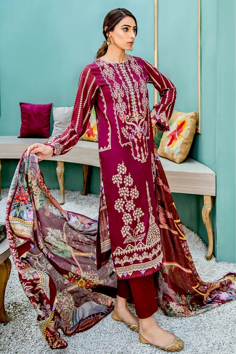 Aabyaan Luxury Lawn Collection 2021 – KIRMIZI  (AL-01)
