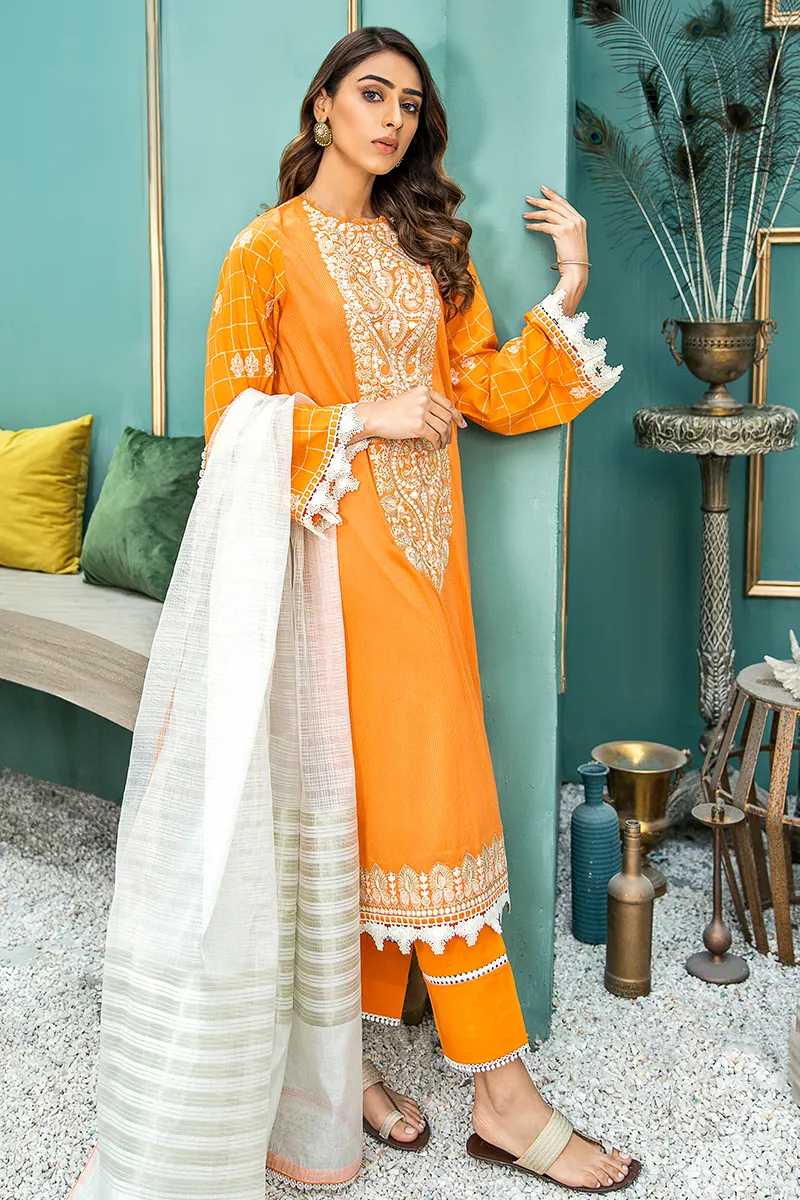 Aabyaan Luxury Lawn Collection 2021 – TURUNCU (AL-08)