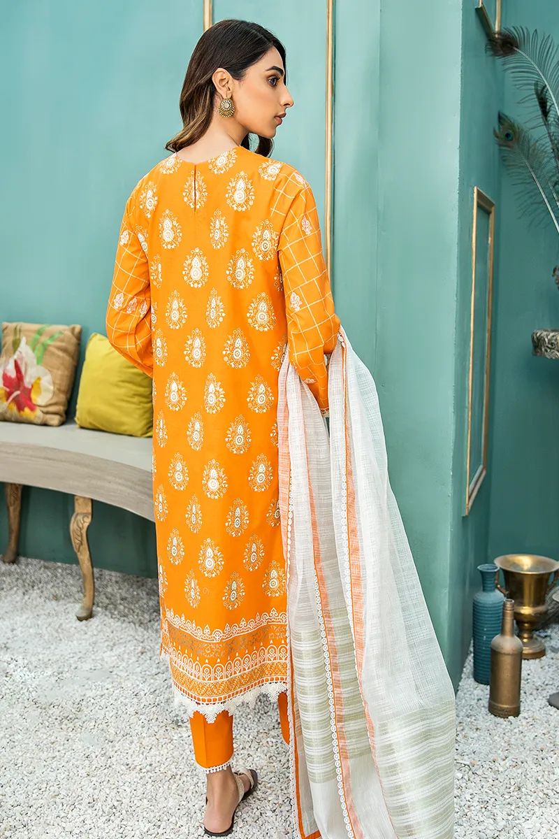 Aabyaan Luxury Lawn Collection 2021 – TURUNCU (AL-08)