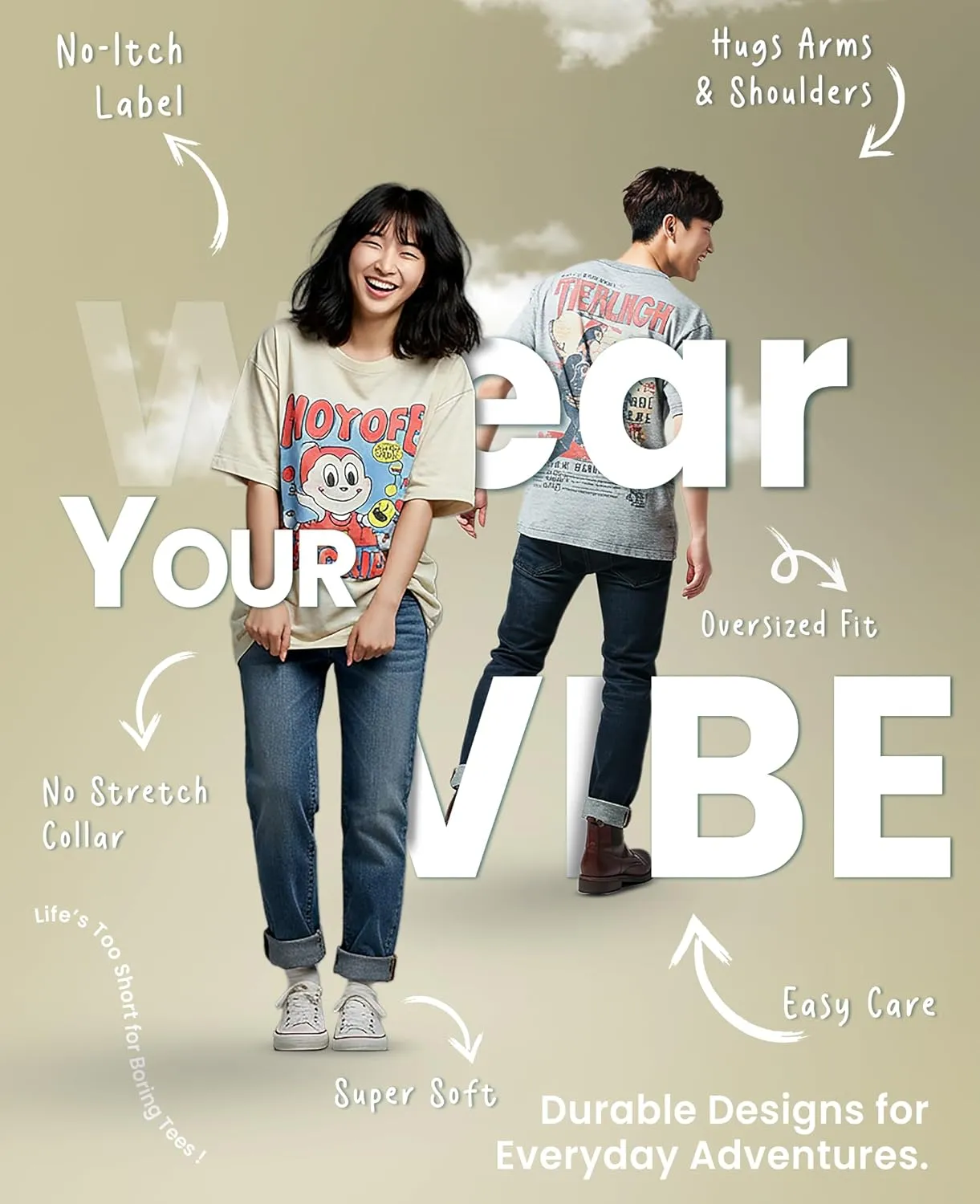 Anime Trendy Oversized T-Shirts for Women, Cotton T-Shirts, Perfect for Casual Wear & Gifting | WB.6.16