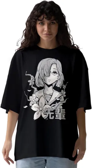 Anime Trendy Oversized T-Shirts for Women, Cotton T-Shirts, Perfect for Casual Wear & Gifting | WB.6.16