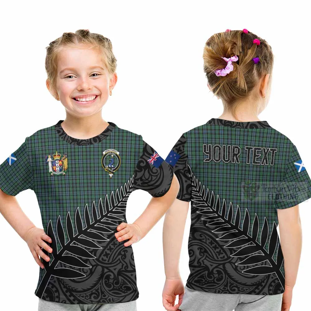 Arbuthnot Crest Tartan Kid T-Shirt with New Zealand Silver Fern Half Style