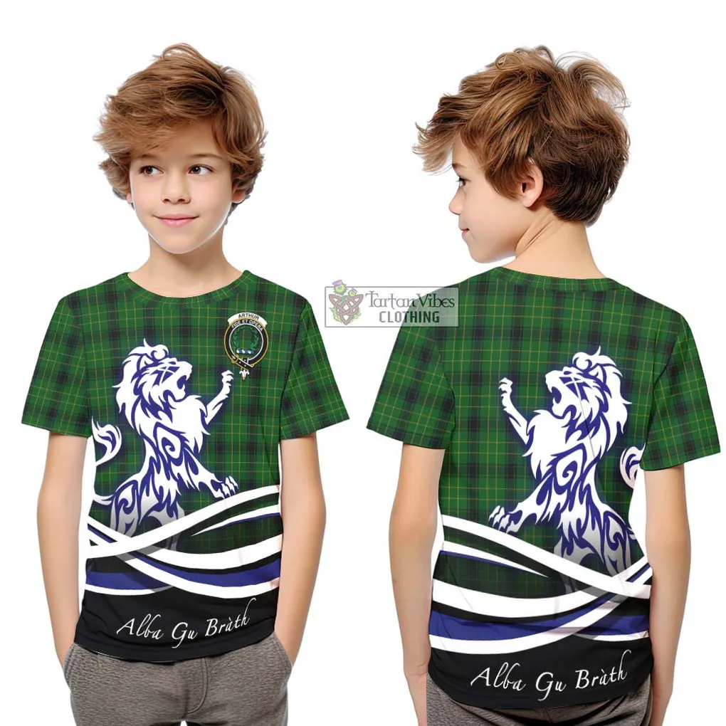 Arthur Highland Tartan Kid T-Shirt with Alba Gu Brath Regal Lion Emblem