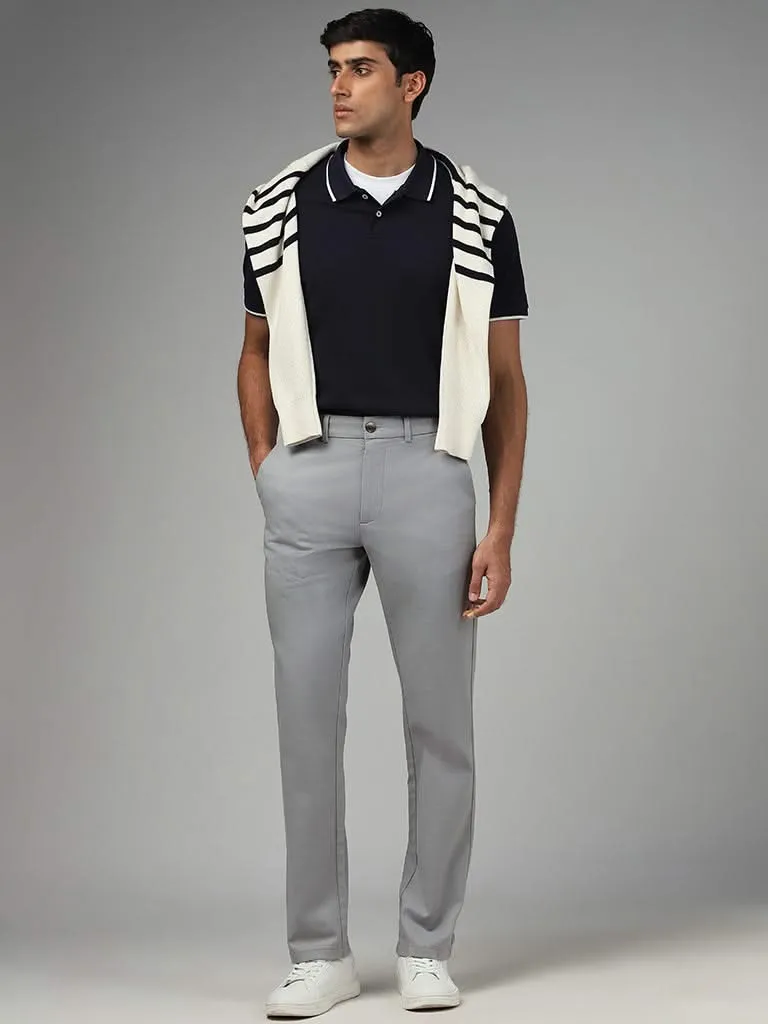 Ascot Navy Cotton Relaxed-Fit Polo T-Shirt