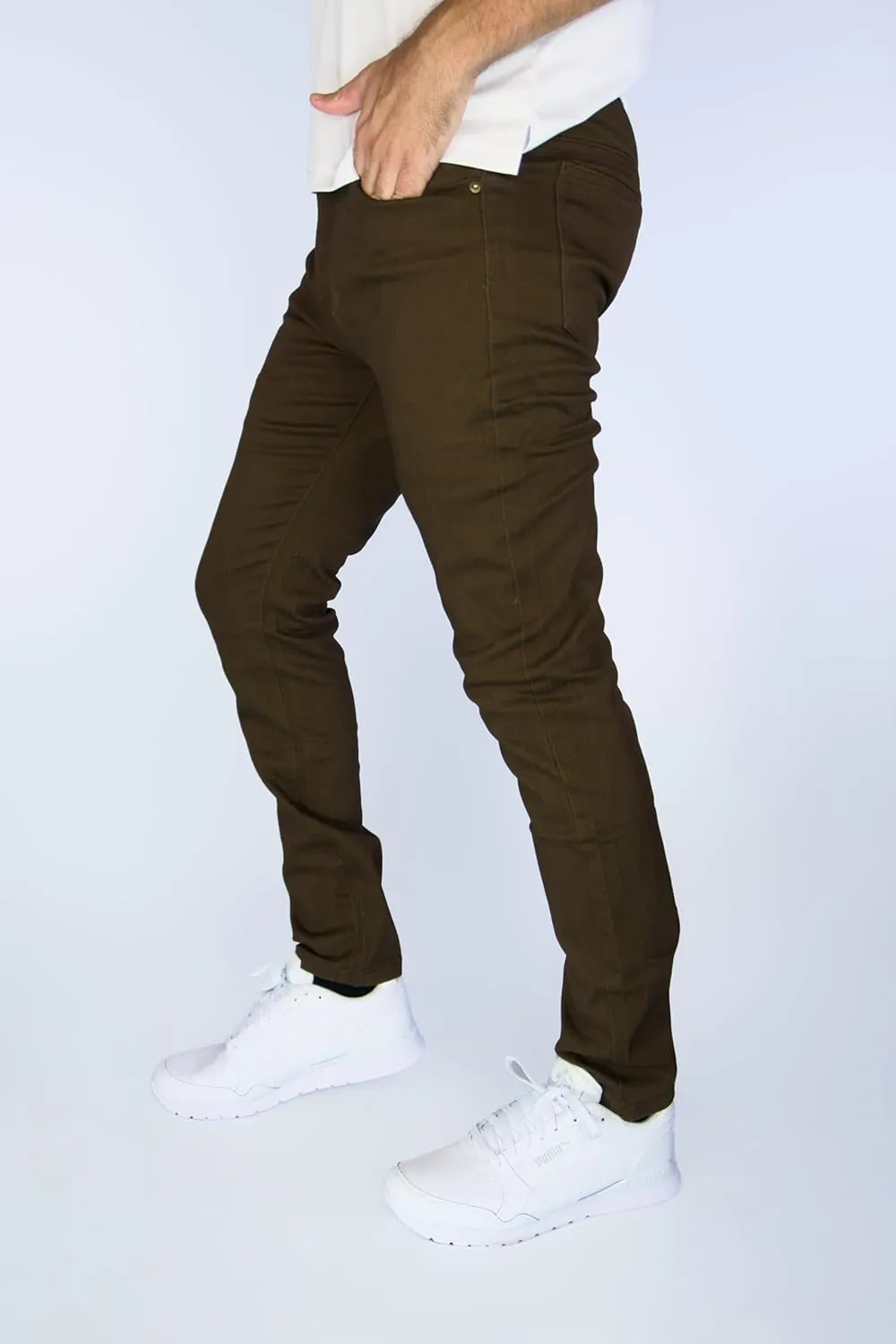 BAKANO Men's Skinny Slim Fit Stretch Pants Mid Rise with Flex Waist and 5 Pockets for Golf and Casual Wear Come in 3 Lengths