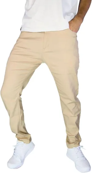 BAKANO Men's Skinny Slim Fit Stretch Pants Mid Rise with Flex Waist and 5 Pockets for Golf and Casual Wear Come in 3 Lengths
