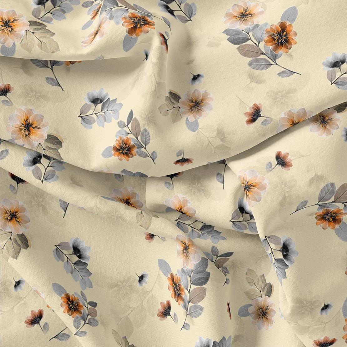 Beautiful Anemone Flower Bunch Digital Printed Fabric - Weightless