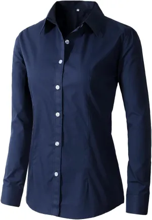 Beninos Womens Dress Shirts Long Sleeve Button Down Shirt Work Wear