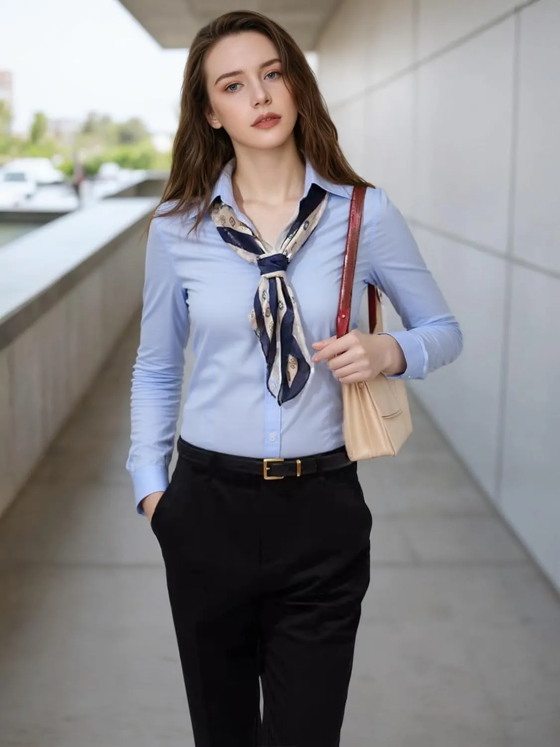Beninos Womens Dress Shirts Long Sleeve Button Down Shirt Work Wear