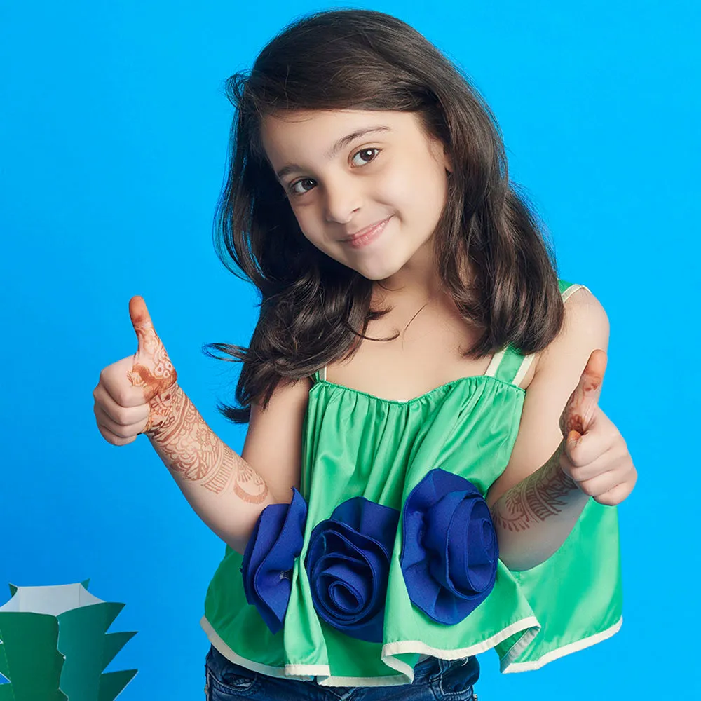 Big Blue Flower Top