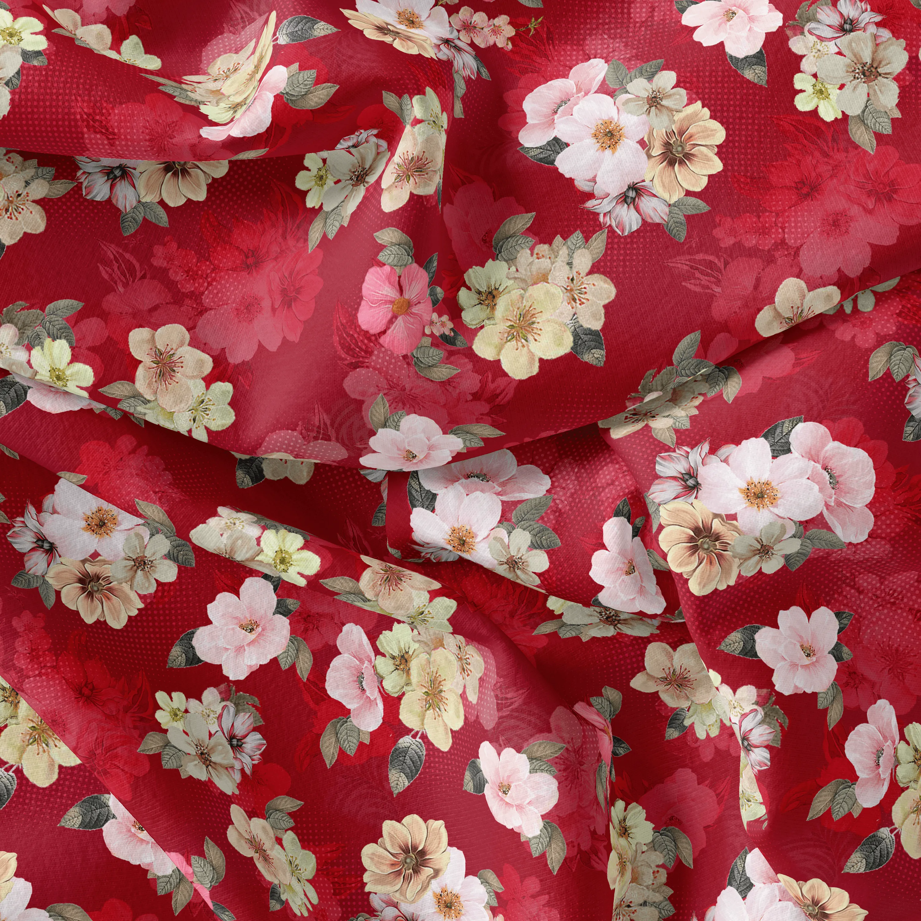 Big Narcissus Multi Colour Flower Digital Printed Fabric - Weightless