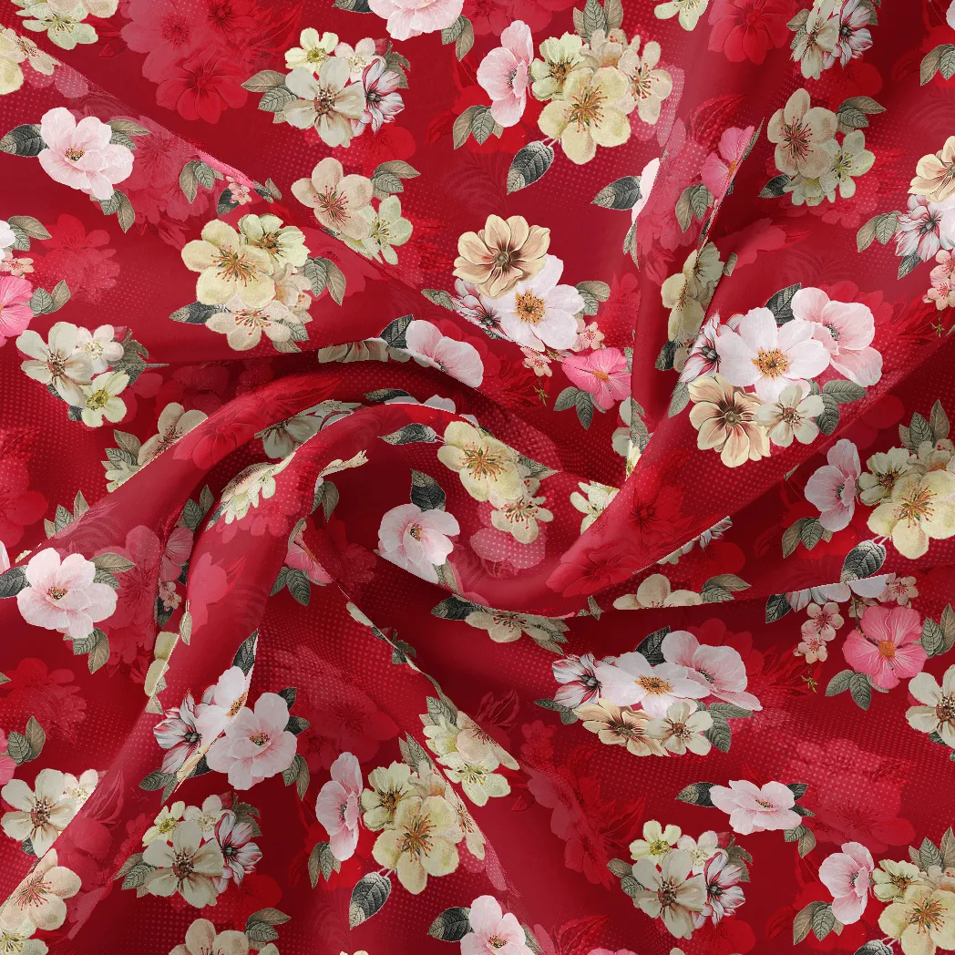 Big Narcissus Multi Colour Flower Digital Printed Fabric - Weightless