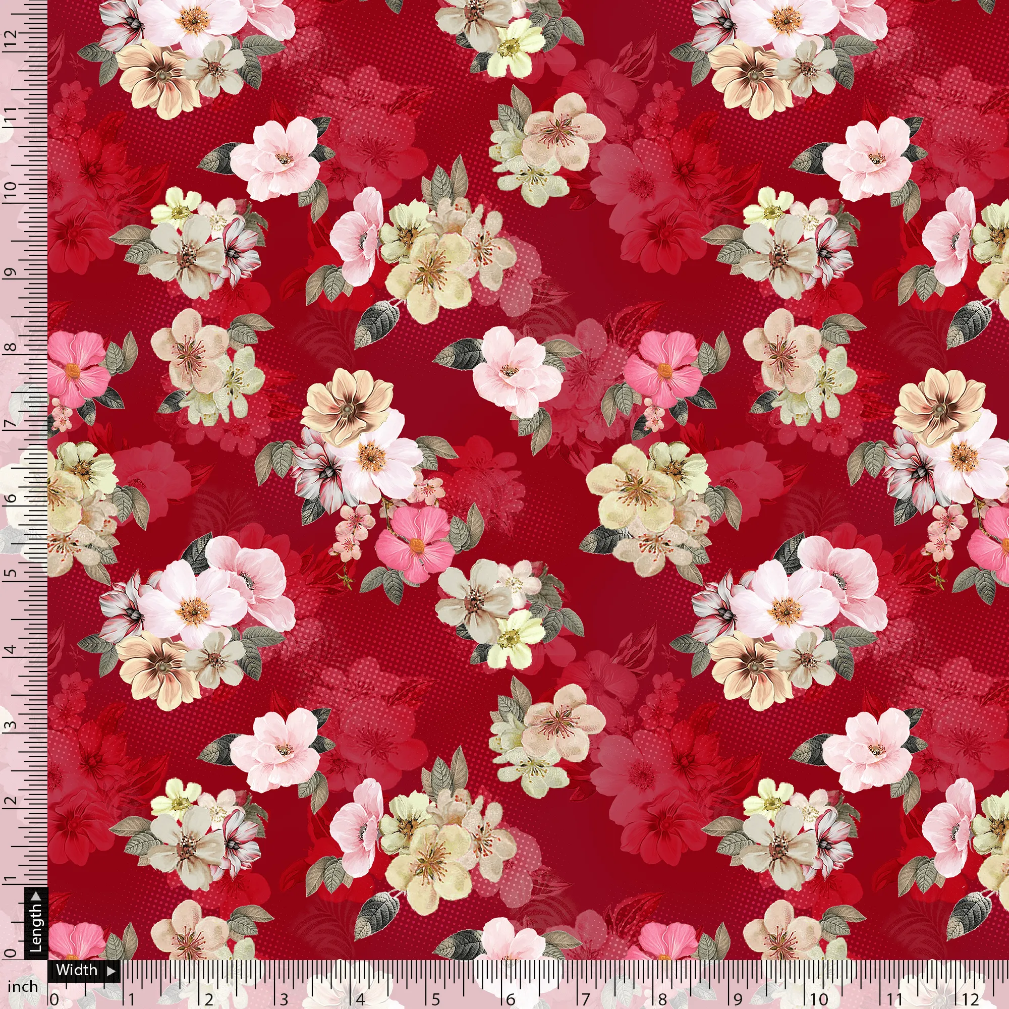 Big Narcissus Multi Colour Flower Digital Printed Fabric - Weightless