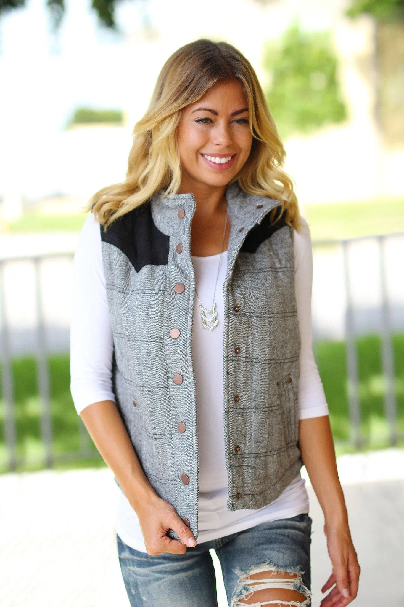 Black Button Vest