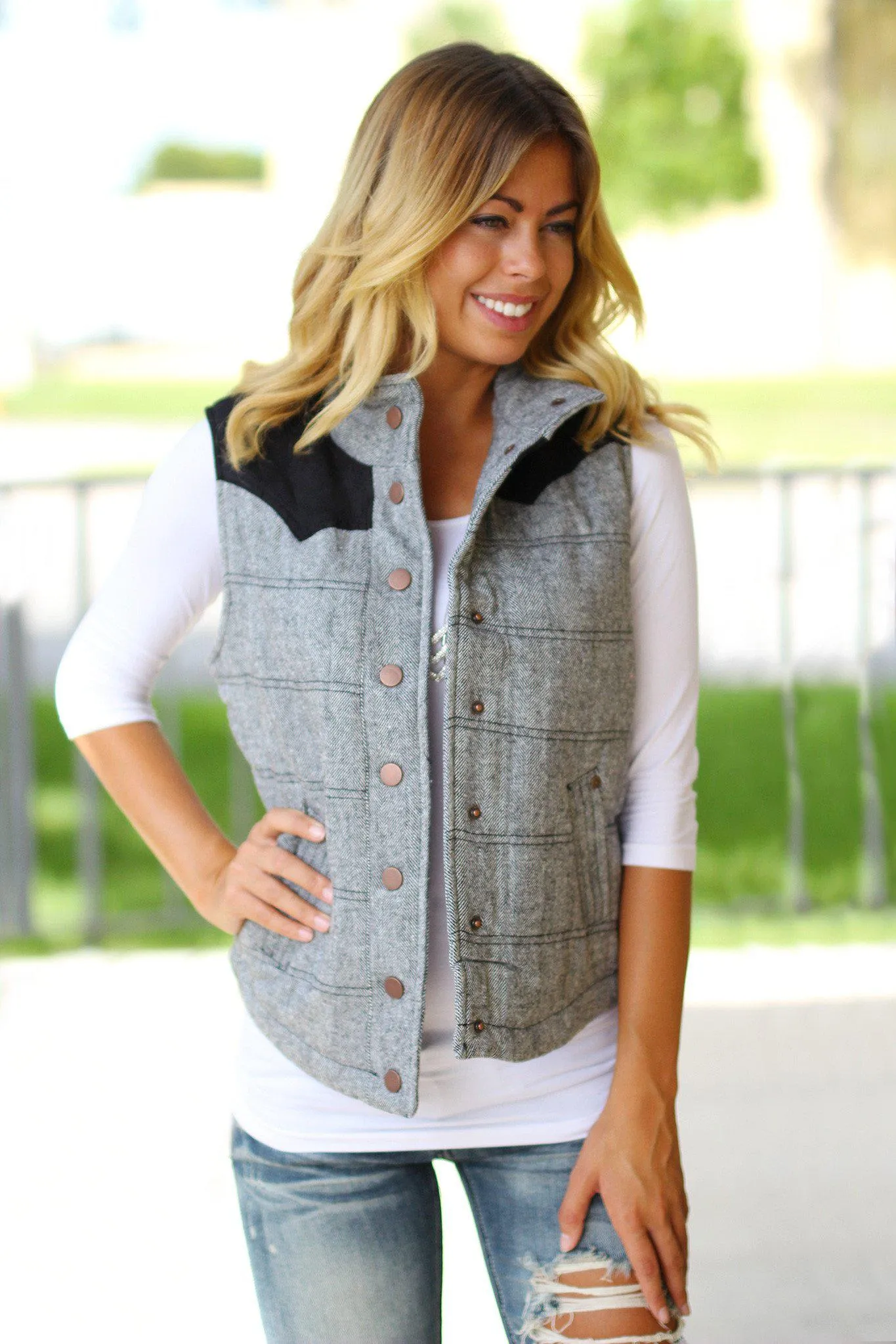 Black Button Vest