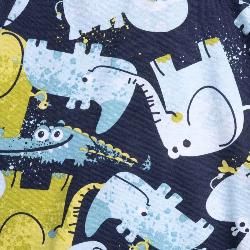 Blue Animal Printed Half Sleeves T-Shirt