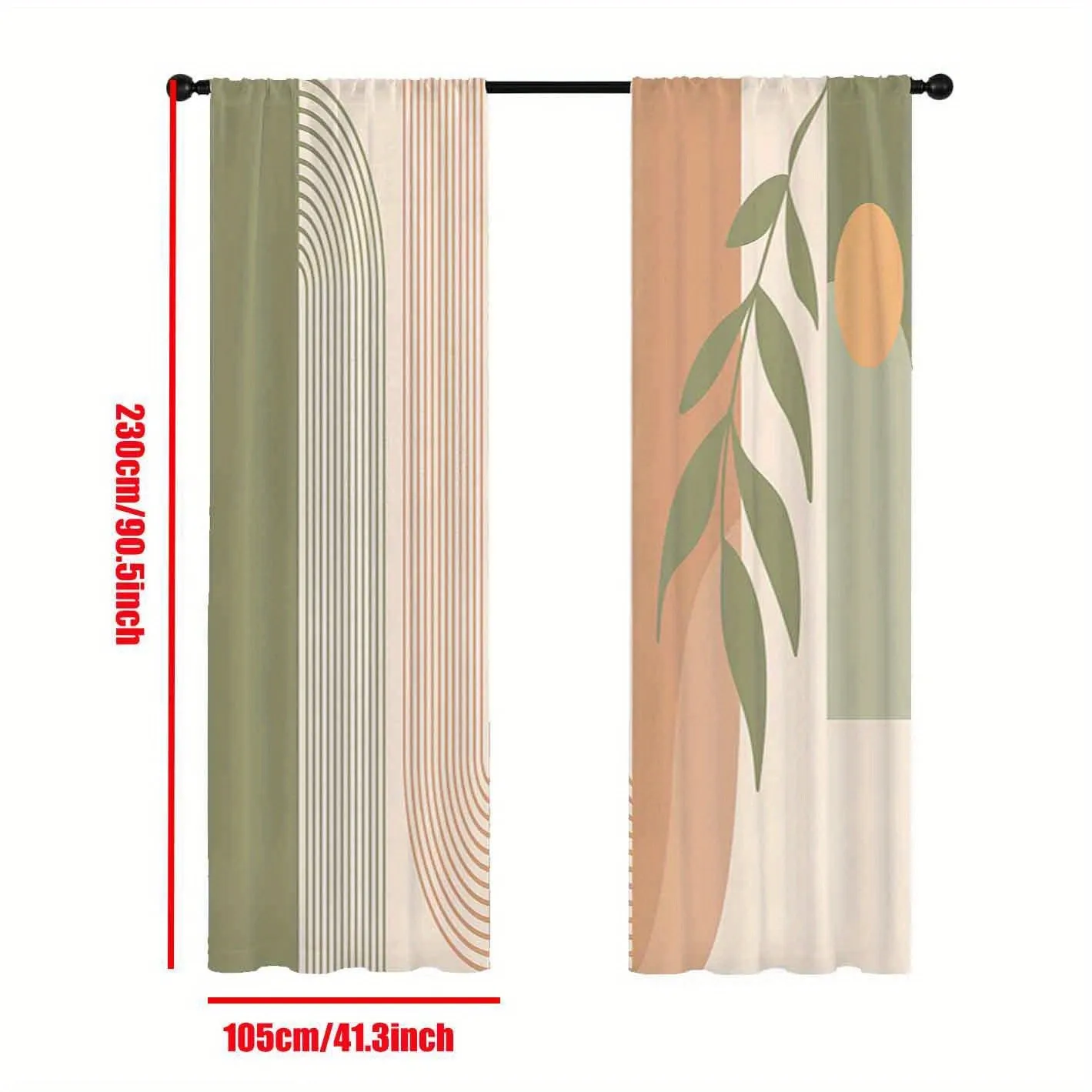 Boho Chic Abstract Geometric Curtains - Easy-Care, Durable Polyester Drapes for Living Room & Bedroom Decor