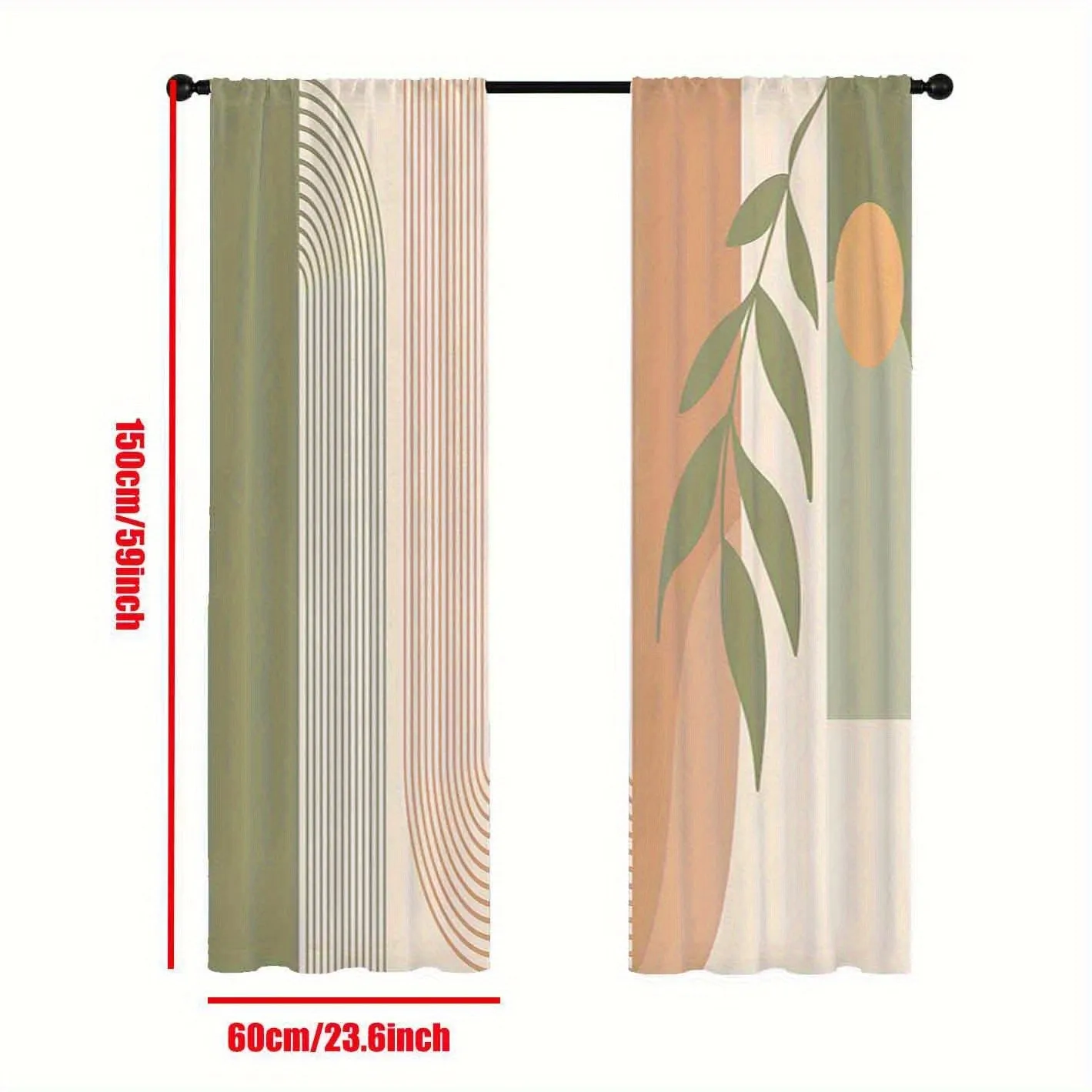 Boho Chic Abstract Geometric Curtains - Easy-Care, Durable Polyester Drapes for Living Room & Bedroom Decor