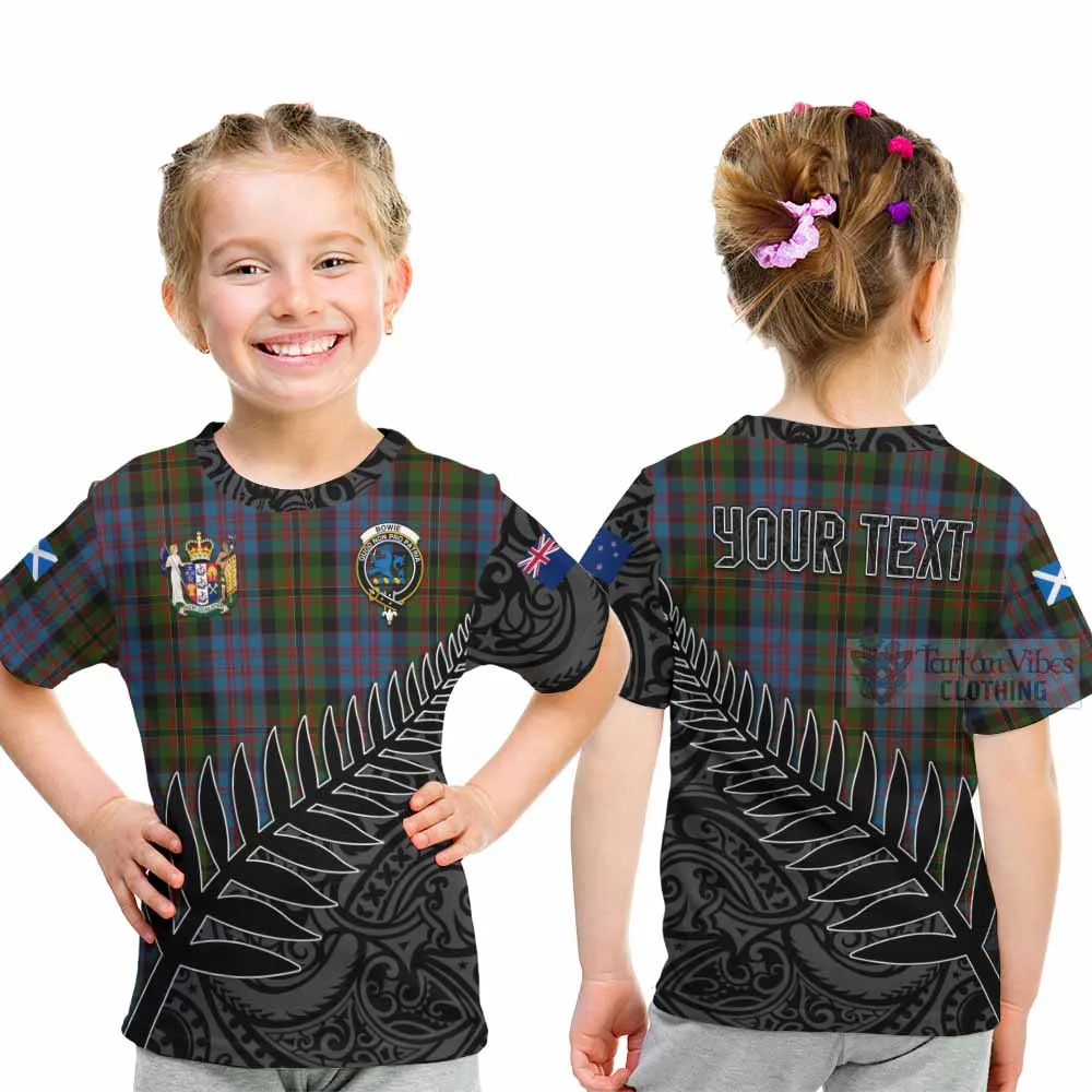 Bowie Crest Tartan Kid T-Shirt with New Zealand Silver Fern Half Style