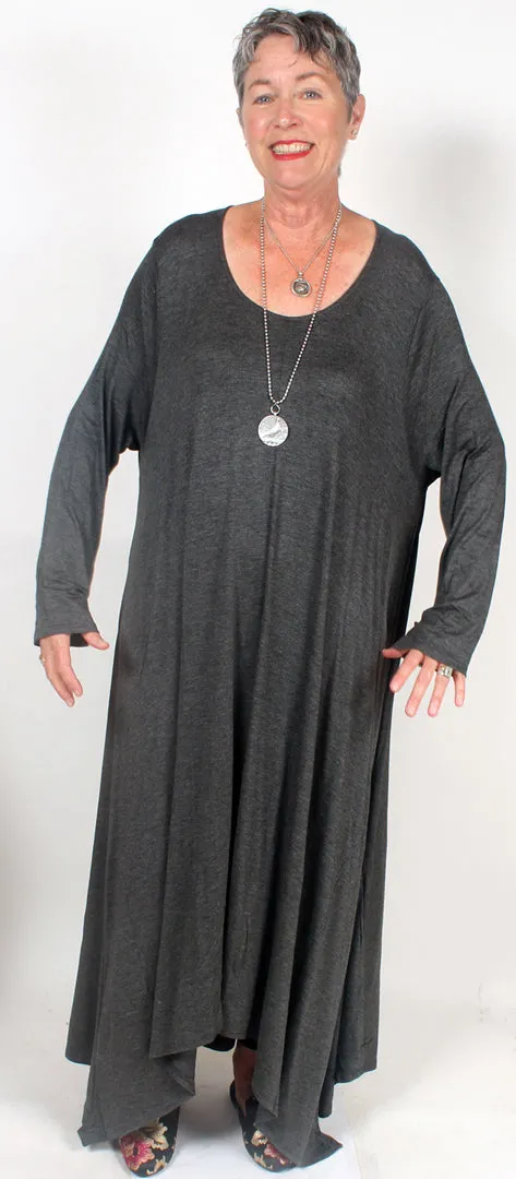 Charcoal Sunheart Dress  Boho Hippie Chic Resort Wear Sml-5X