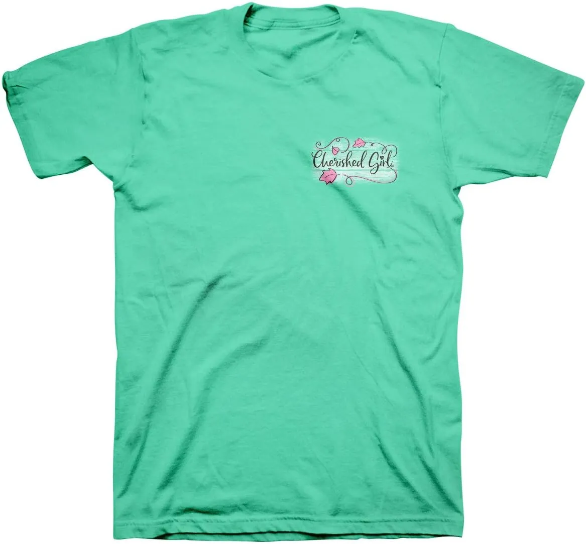 Cherished Girl Kerusso Amazing Grace How Swee The Sound Flower Cool Mint Green Cotton Crew Neck T-Shirt, Small