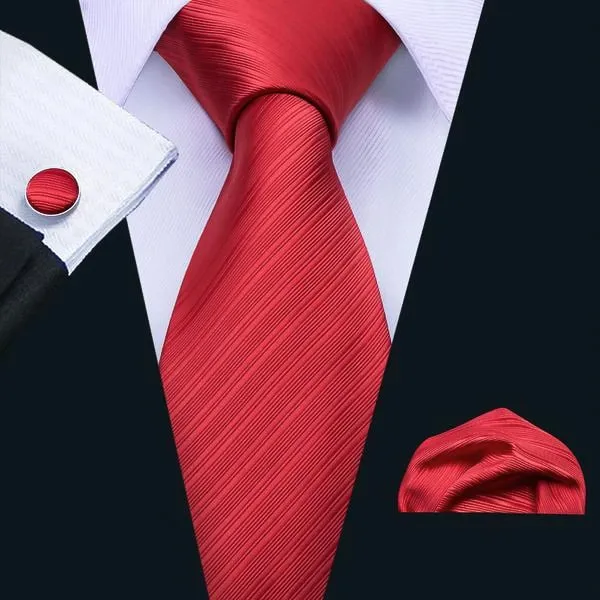 Classy Men Red Striped Silk Necktie