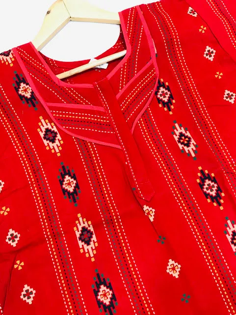 Comfy Red Color Cotton Nighty For Women