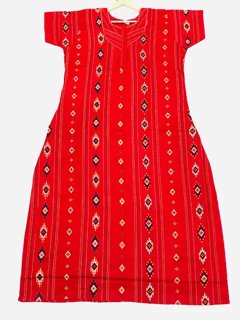 Comfy Red Color Cotton Nighty For Women