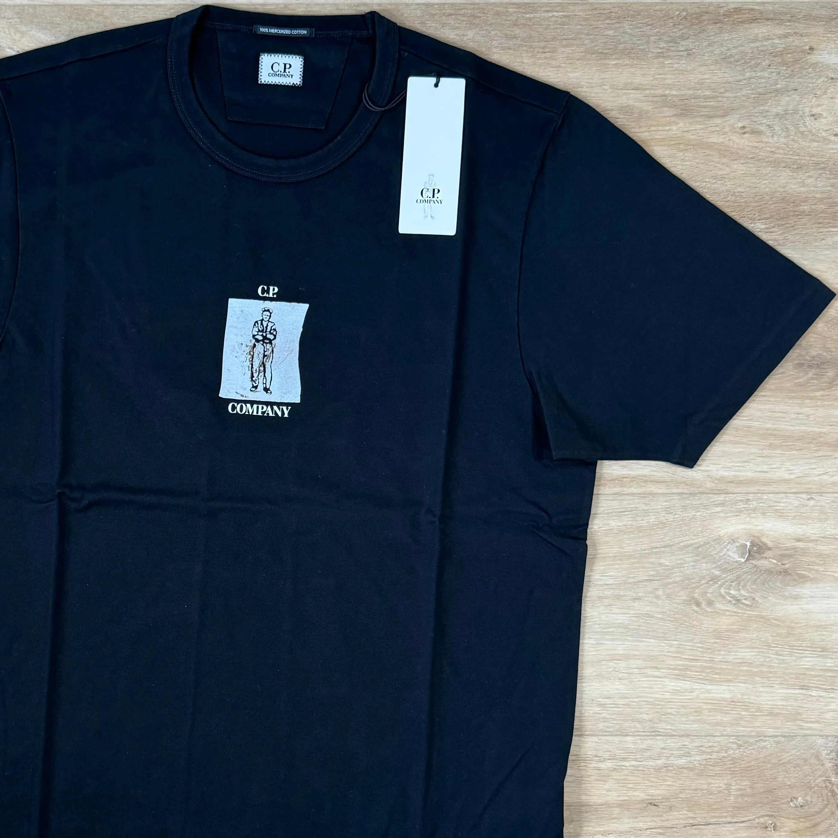 C.P. Company Mercerised Twisted Graphic T-Shirt in Black