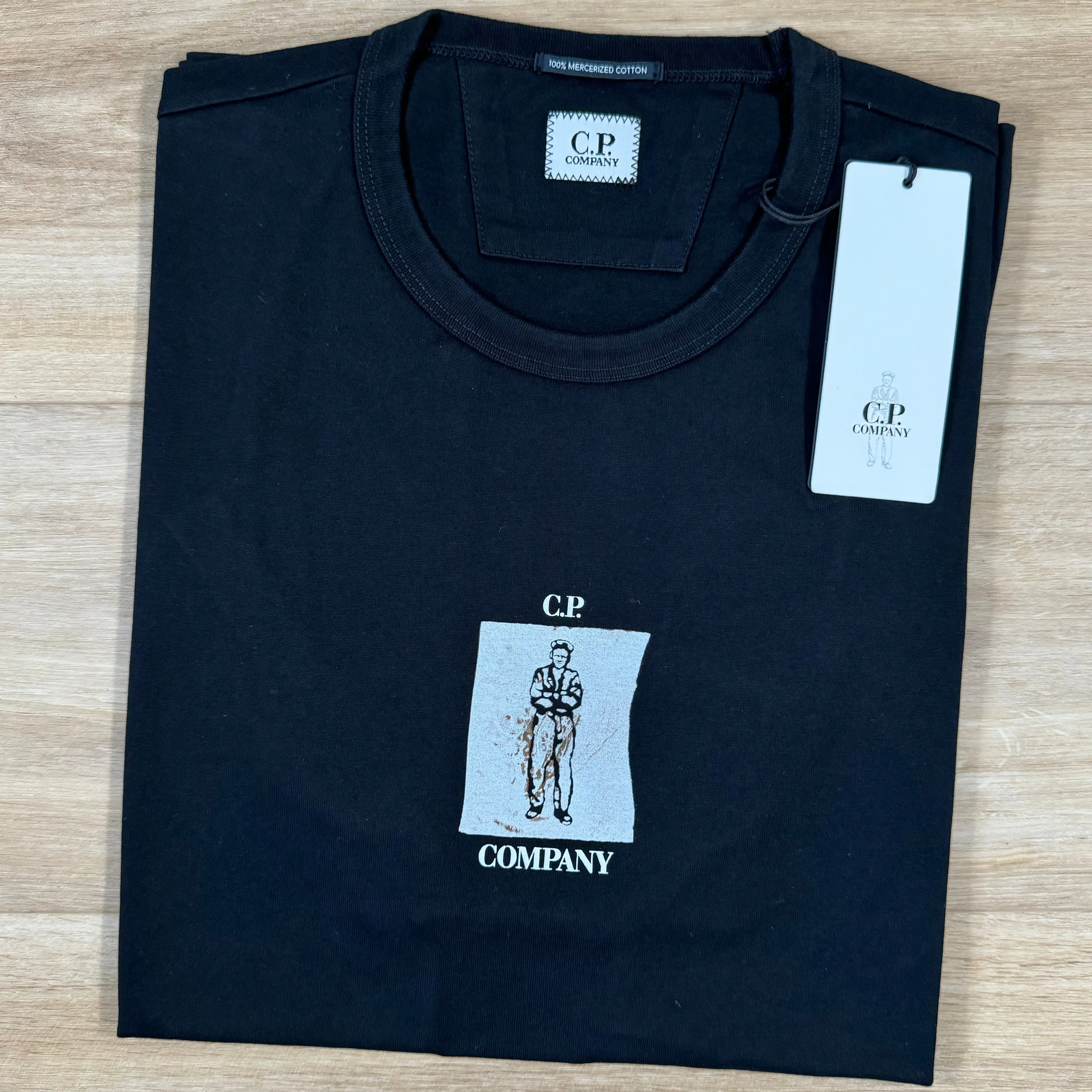 C.P. Company Mercerised Twisted Graphic T-Shirt in Black