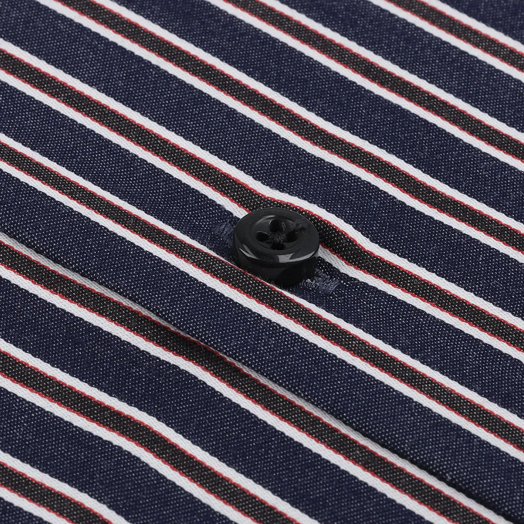 Denim Blue With White and Maroon Stripes OL-213