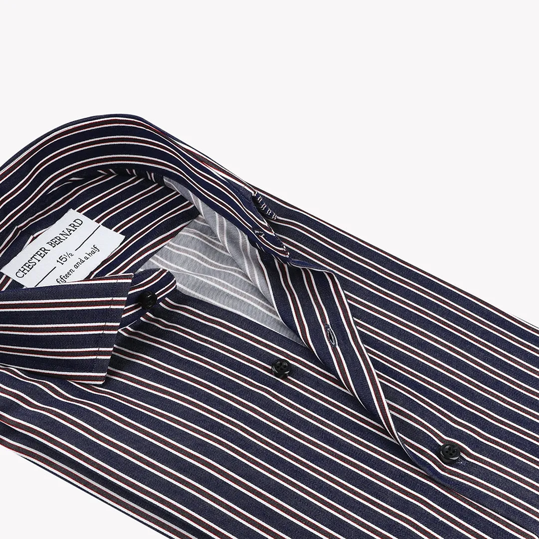 Denim Blue With White and Maroon Stripes OL-213
