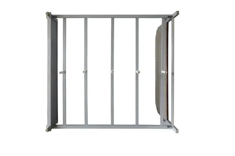 Florence Queen Bed, Two Tone Beige Fabric & Pearl Gray Finish
