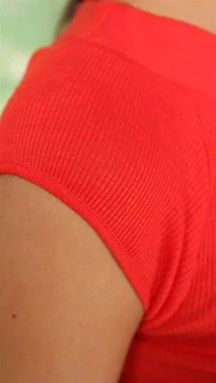 Free People Boat Neck Tie Top Red