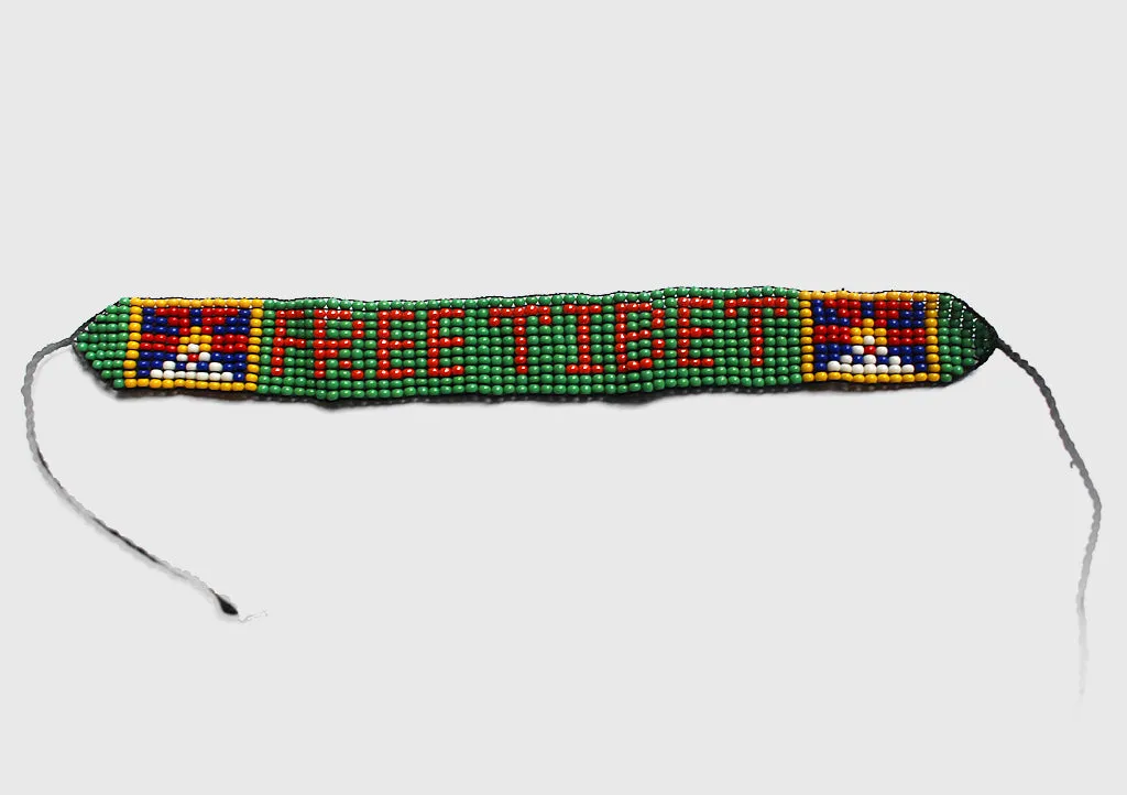 Free Tibet Assorted Pattern Green Glass Beads Unisex Bracelet
