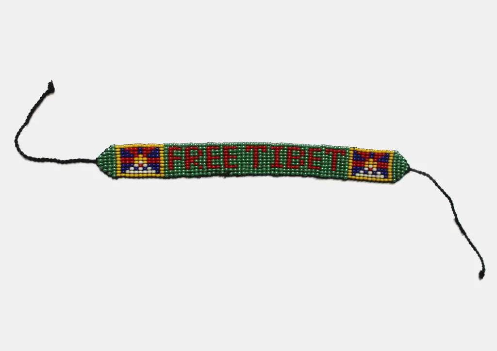 Free Tibet Assorted Pattern Green Glass Beads Unisex Bracelet
