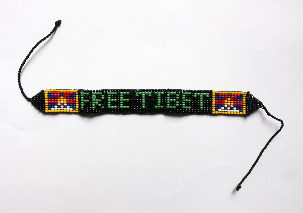 Free Tibet Assorted Pattern Green Glass Beads Unisex Bracelet