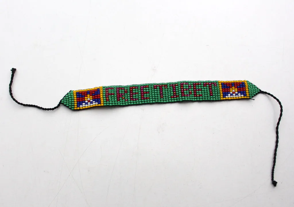 Free Tibet Assorted Pattern Green Glass Beads Unisex Bracelet