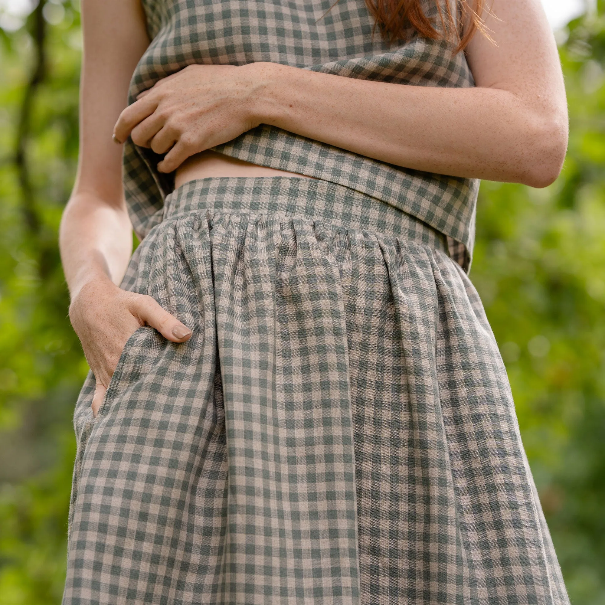 Gingham Crop Top & Skirt 2-piece
