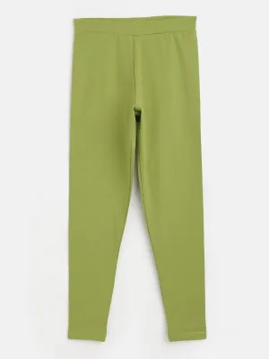 Girls Mint Green Solid Basic Leggings - Lyush Kids