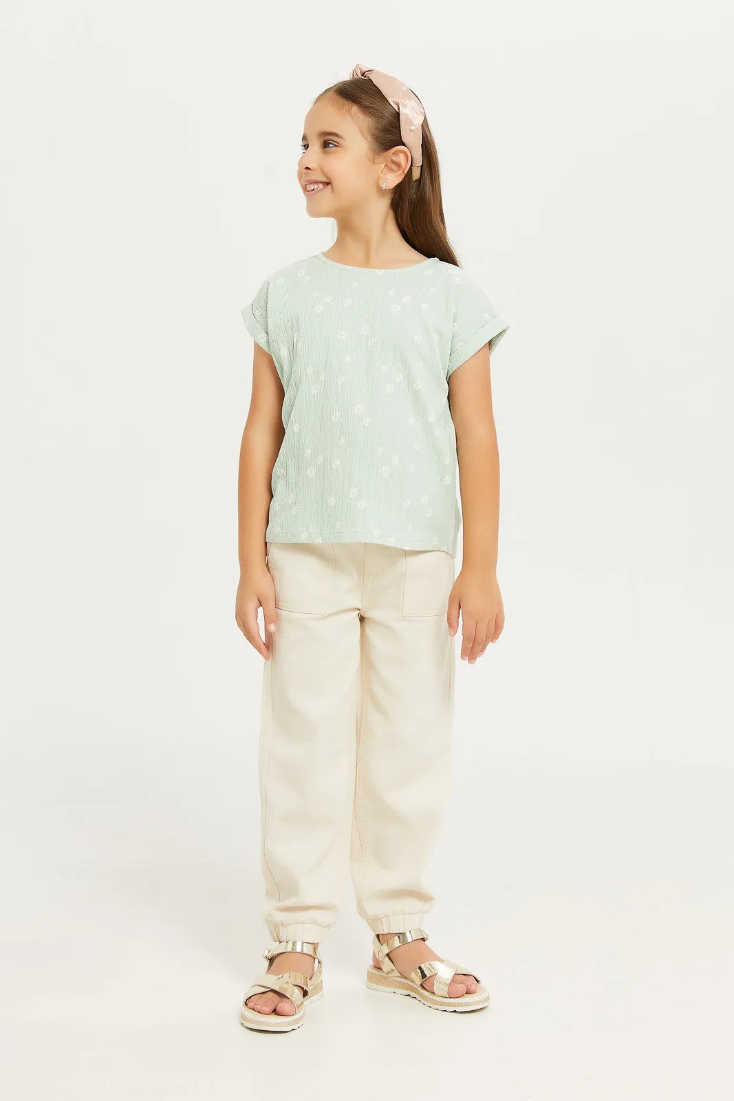 Girls Mint Printed T-Shirt
