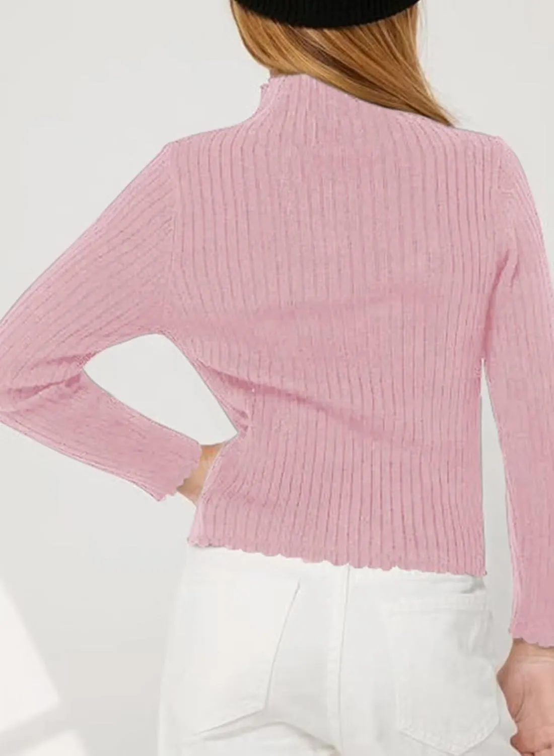 Girls Turtleneck Sweater Kids Casual Long Sleeve Knitted Slim Fit Pullover Tops 7-15 Years