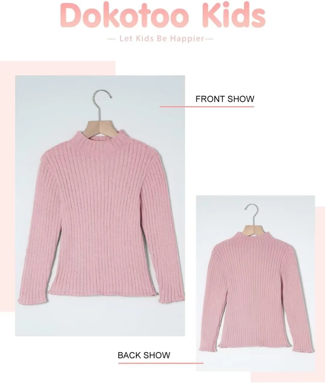 Girls Turtleneck Sweater Kids Casual Long Sleeve Knitted Slim Fit Pullover Tops 7-15 Years