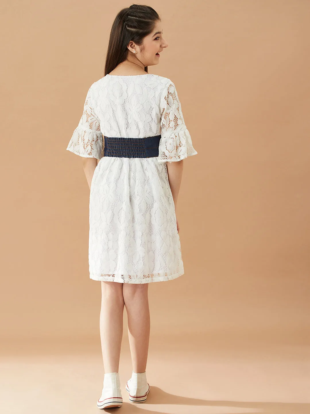 Girls V-Neck Fit Flare Dress - Ps Peaches