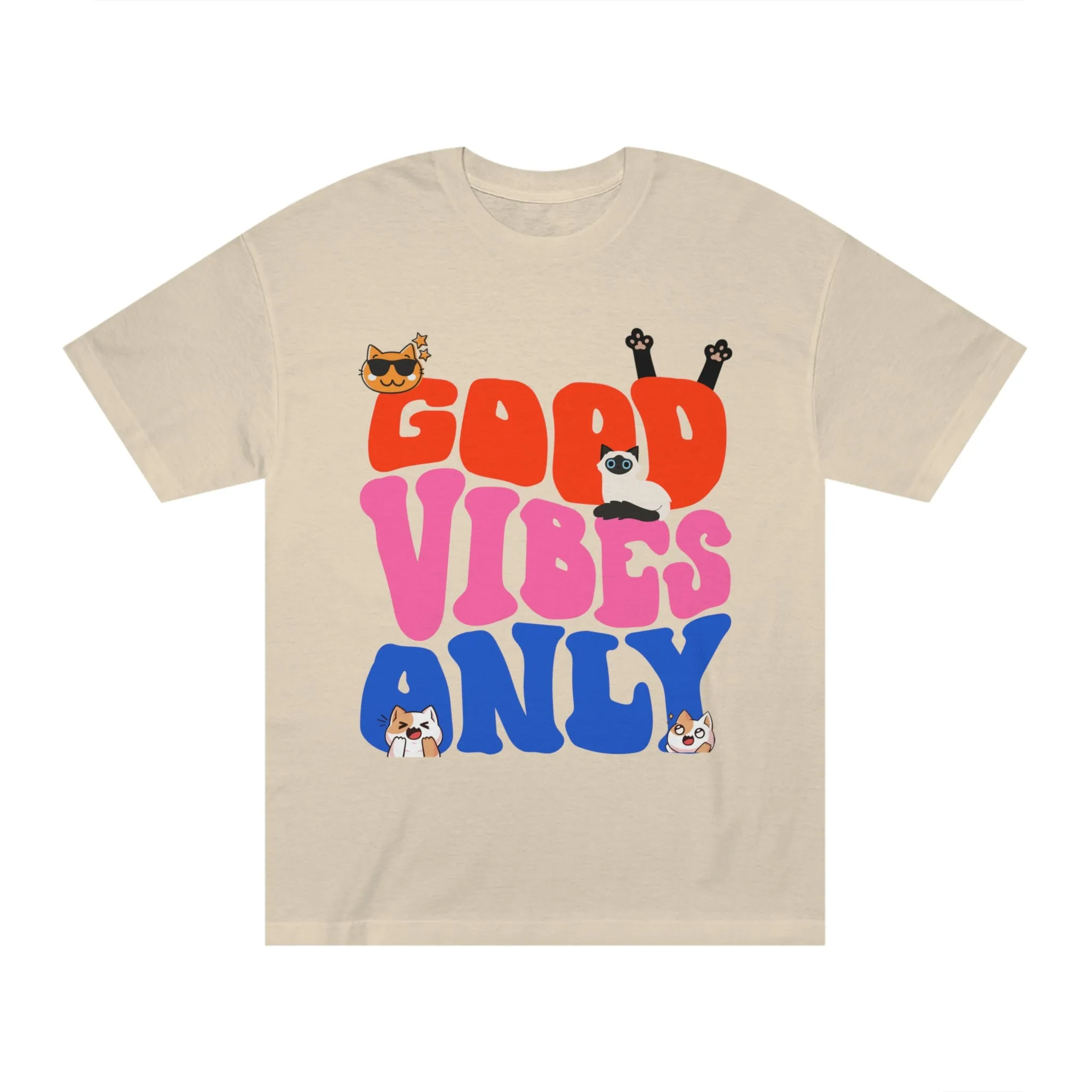 Good Vibes Only Cat POD Unisex Classic Tee