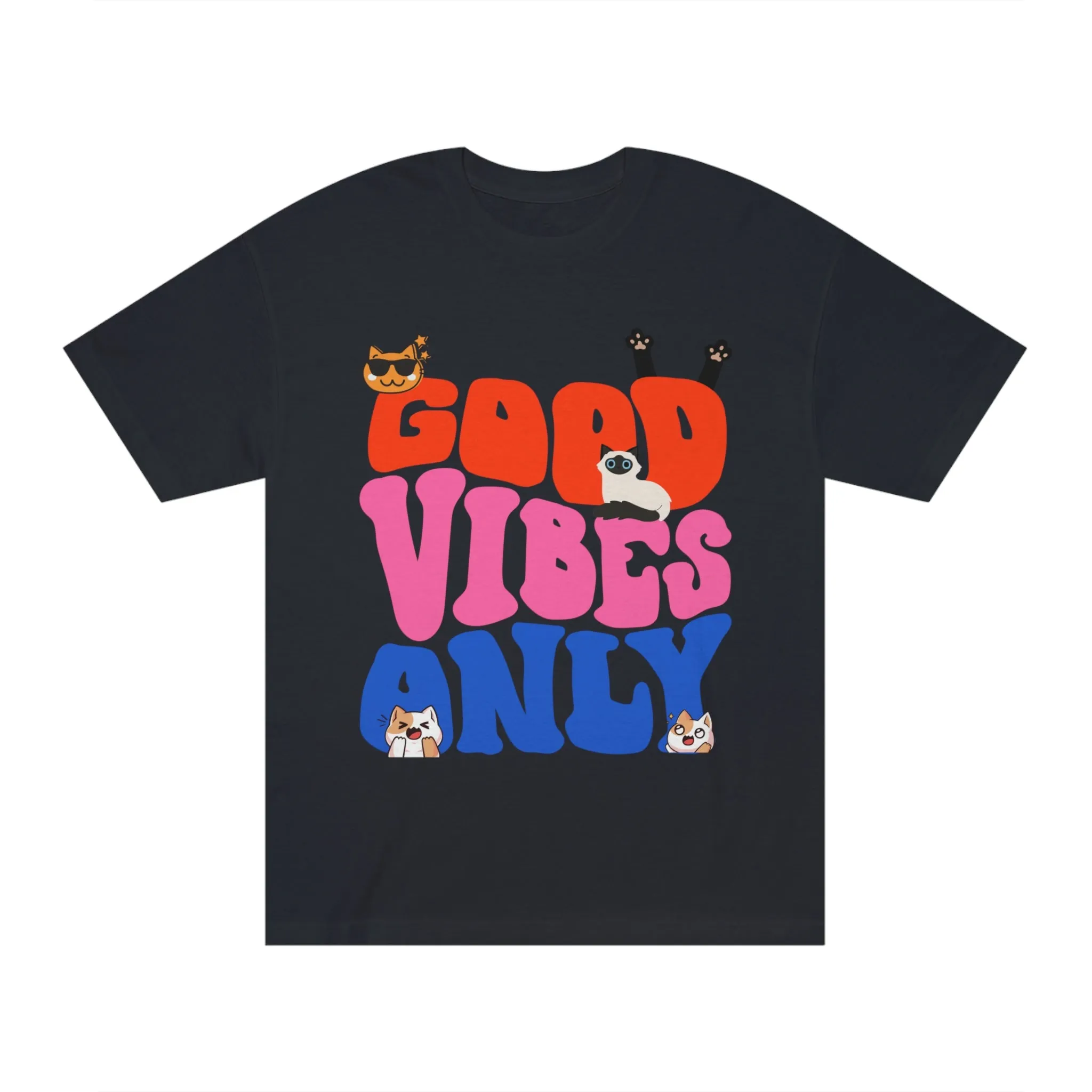 Good Vibes Only Cat POD Unisex Classic Tee