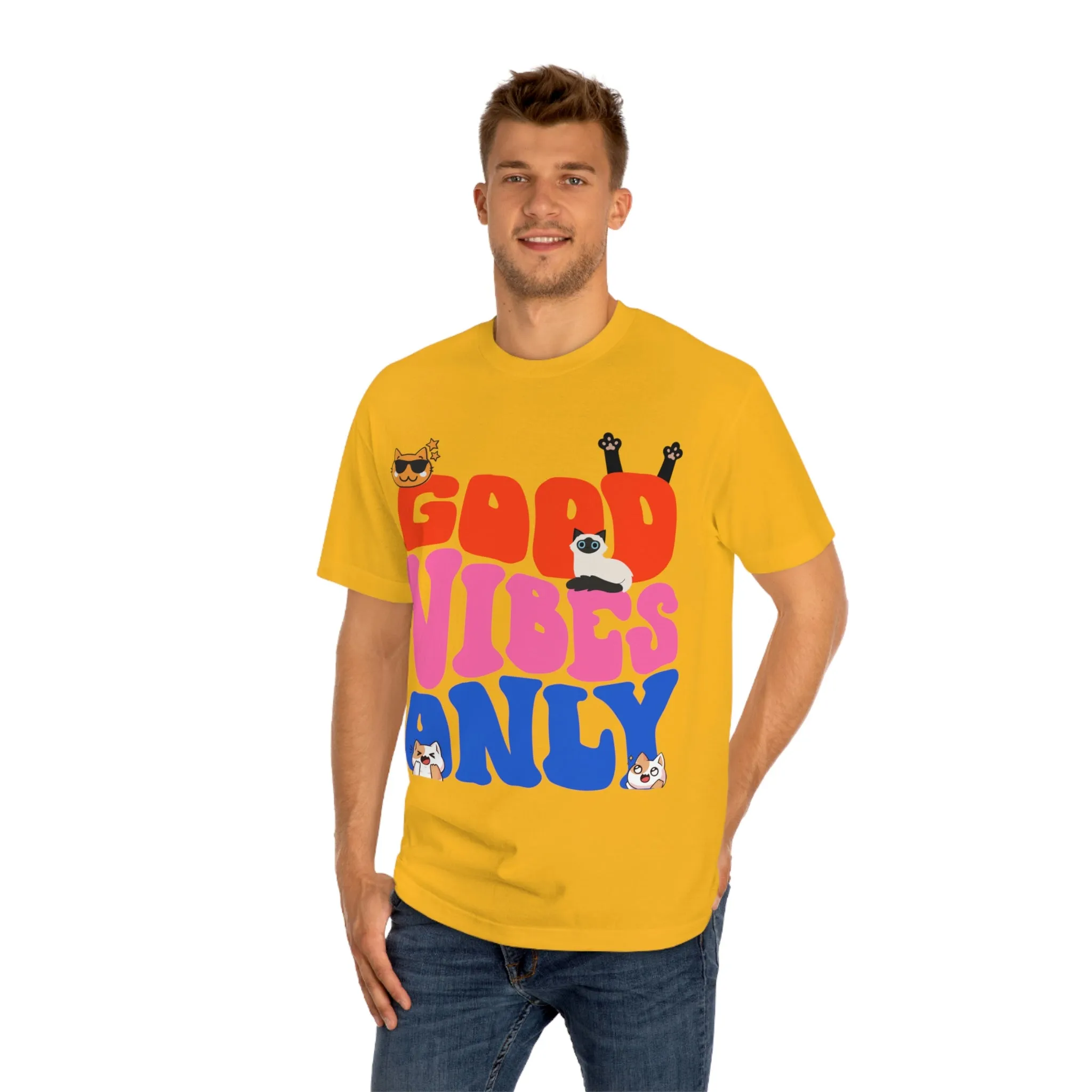Good Vibes Only Cat POD Unisex Classic Tee