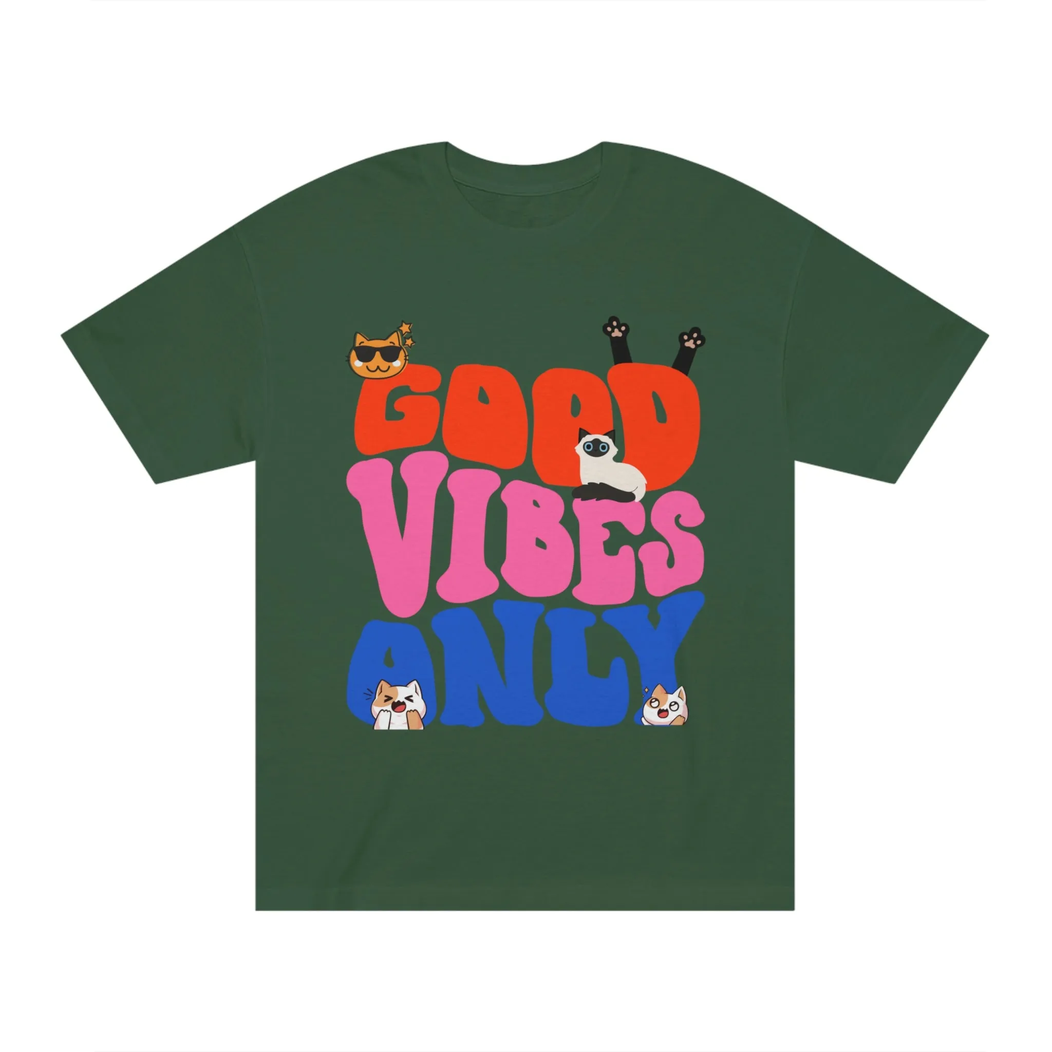 Good Vibes Only Cat POD Unisex Classic Tee