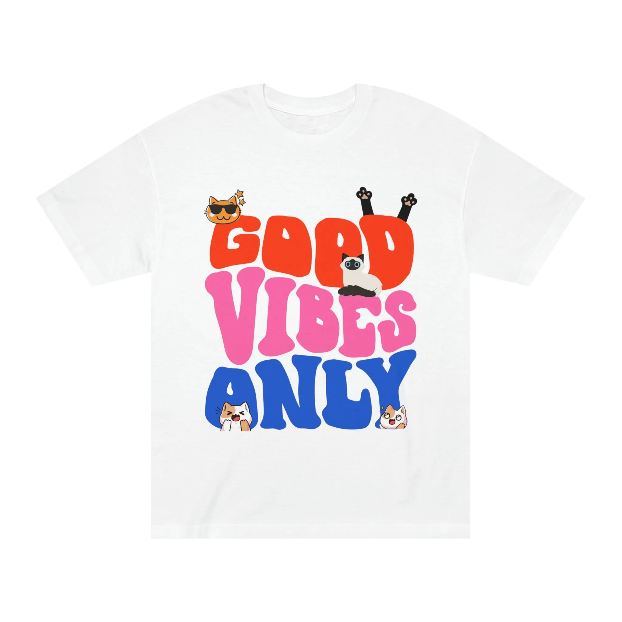 Good Vibes Only Cat POD Unisex Classic Tee